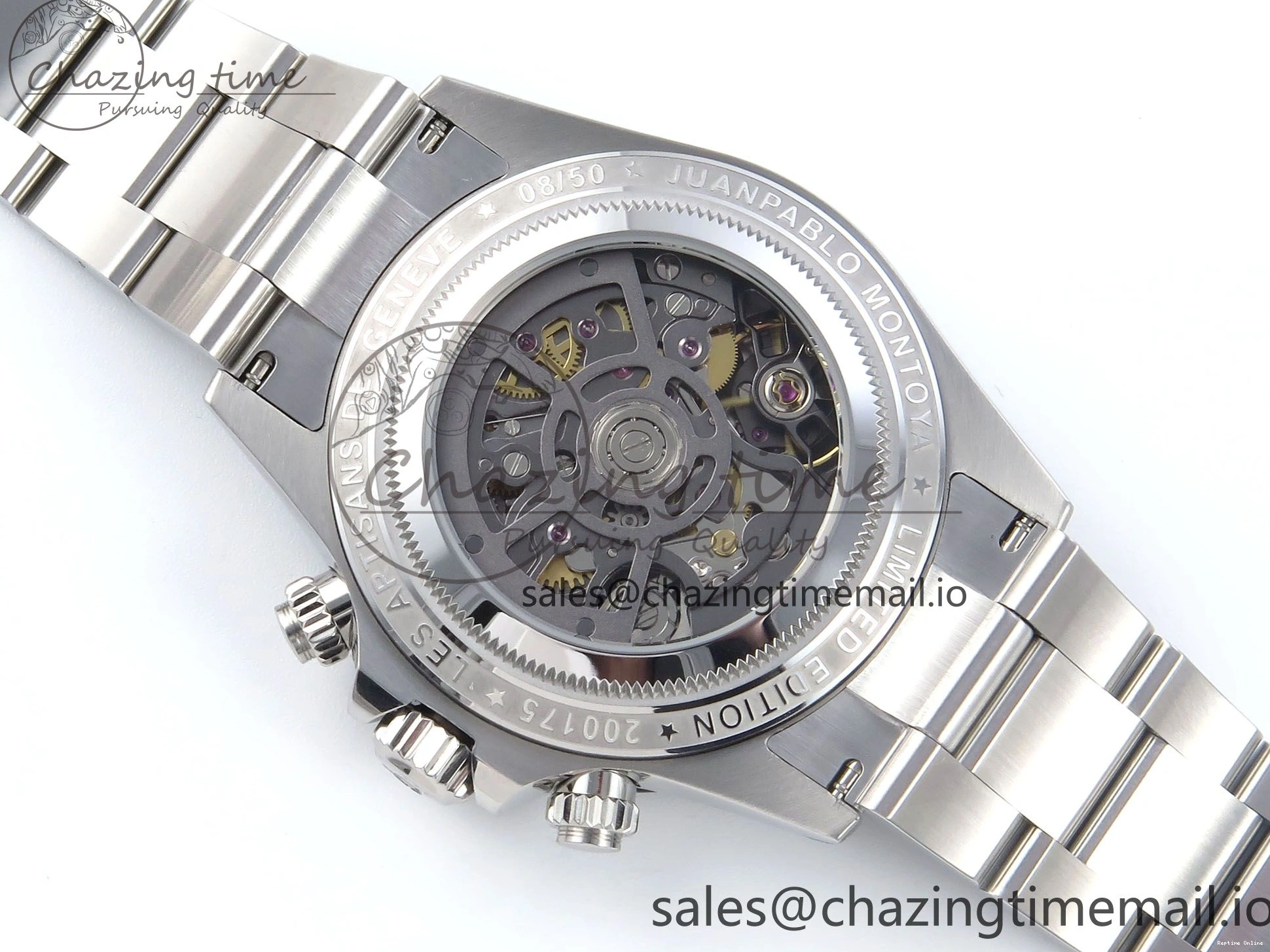 0124 Daytona Artisans SS GETF Best Edition Blue Skeleton Dial Diamonds Bezel on SS Bracelet DD Sleek 371